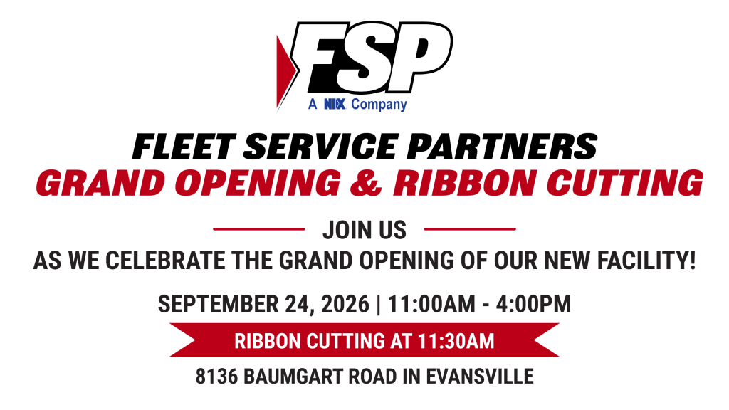 Fleet Service Partners Grand Opening and Ribbon Cutting on September 24, 2026, at the new Evansville facility